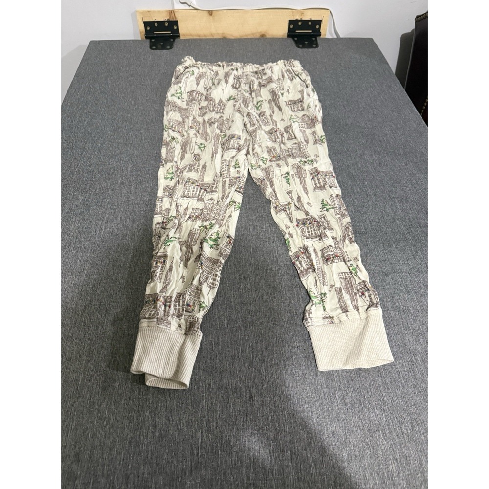 Aerie Women's Pajama Jogger Pants Sz M Knit City Graphic Holiday Christmas